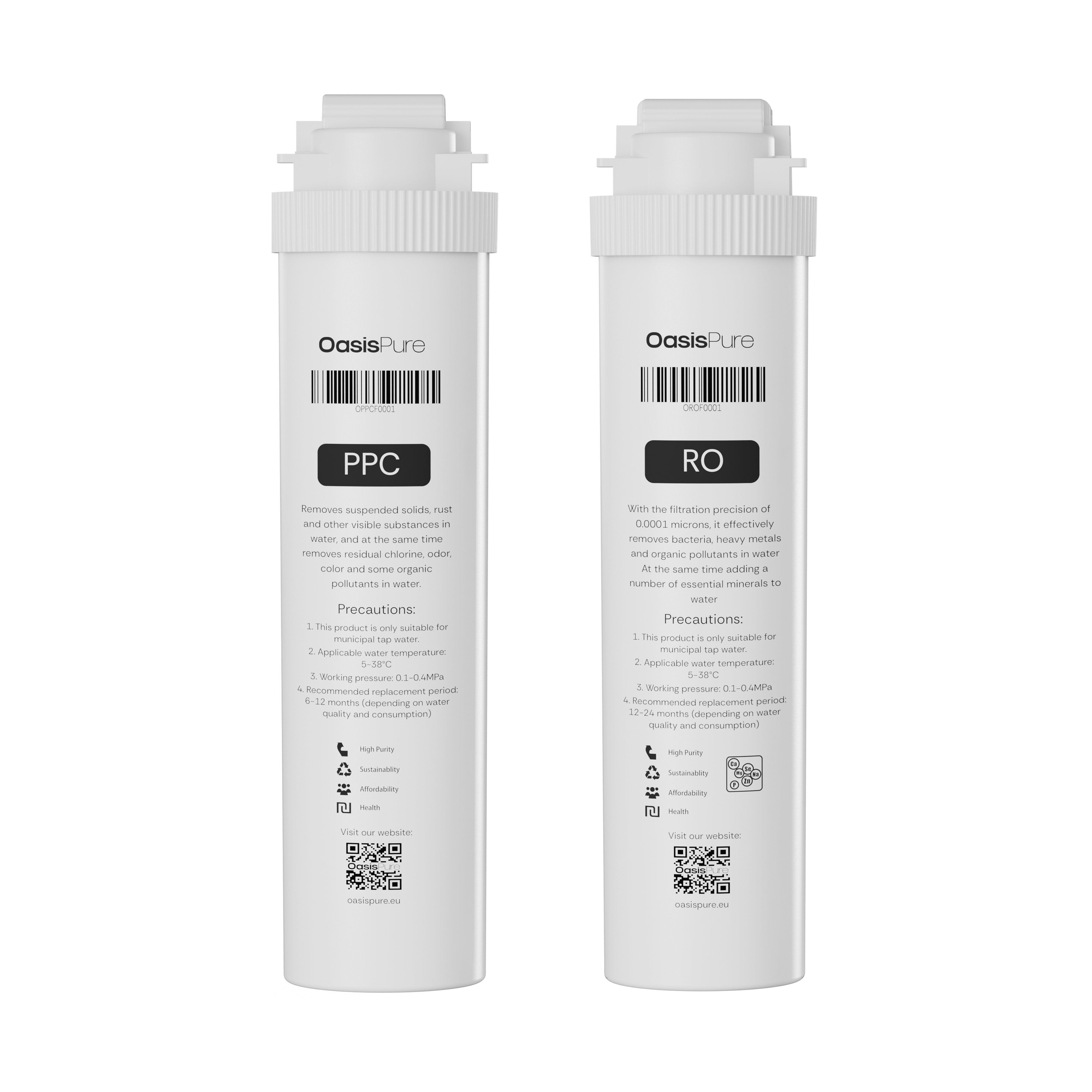 Ersatzfilterset (PPC + RO) für Umkehrosmoseanlage der OasisPure FreshGo Flex Serie